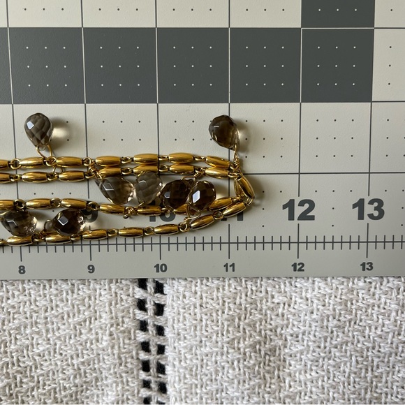 J. CREW GRAY SMOKEY FACETED TEARDROP BEADED GLASS CHARMS 44"-46" LONG GOLD TONE - Picture 5 of 10